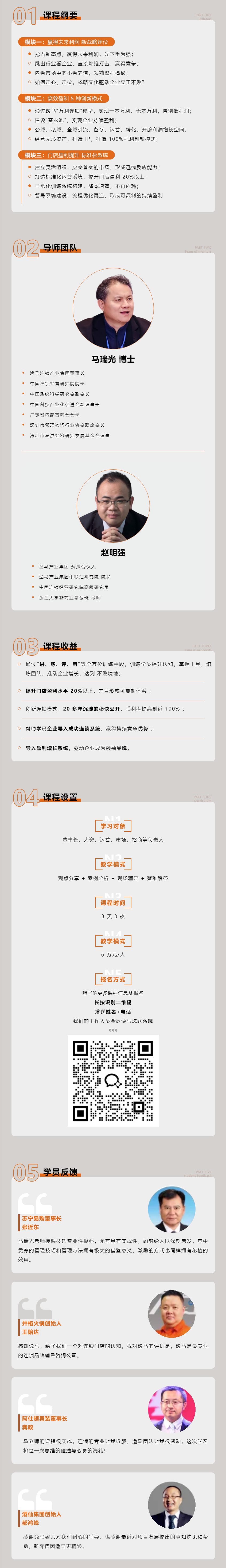 盈利增長 | 逸馬連鎖專家馬瑞光、趙明強《連鎖盈利增長系統(tǒng)》課程介紹