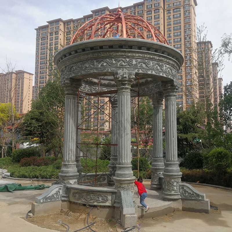 景觀涼亭廠家，園林小區(qū)景觀亭子，大理石石材涼亭