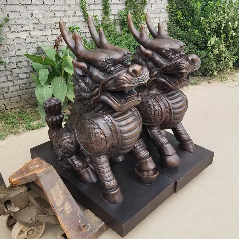 銅麒麟雕塑，銅麒麟擺件，鎮(zhèn)宅風(fēng)水麒麟