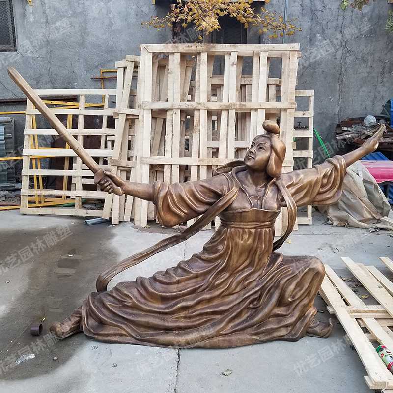 銅舞劍人物雕塑，古代銅人物雕塑